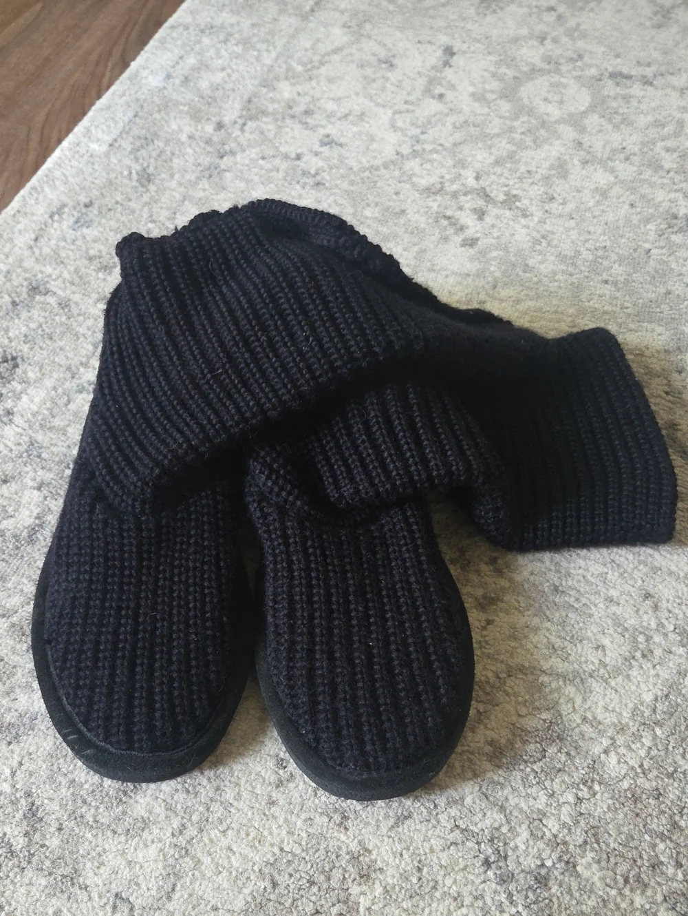 BearPaw Black Knit Women's Slipper Boot